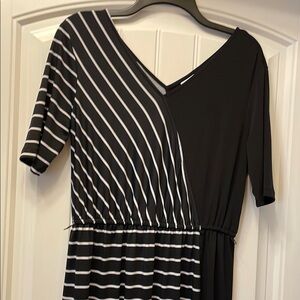 Elegant Black and White Striped Dress